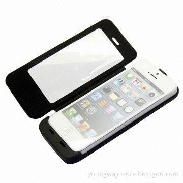 Battery Power Case with Leather Cover and 3,500mAh Capacity, Suitable for iPhone 5S